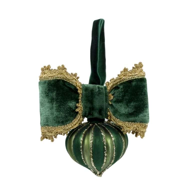 "Boule de Noël en forme de larme verte, diamètre 8 cm, hauteur 15 cm