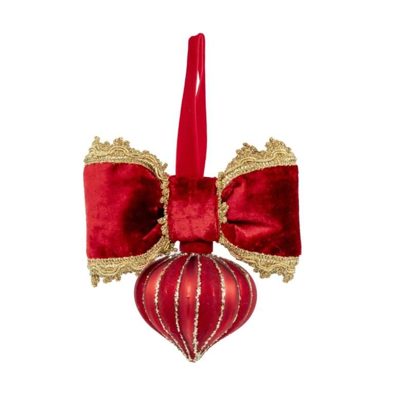 "Boule de Noël fondue en forme de larme rouge, diamètre 8 x hauteur 15 cm