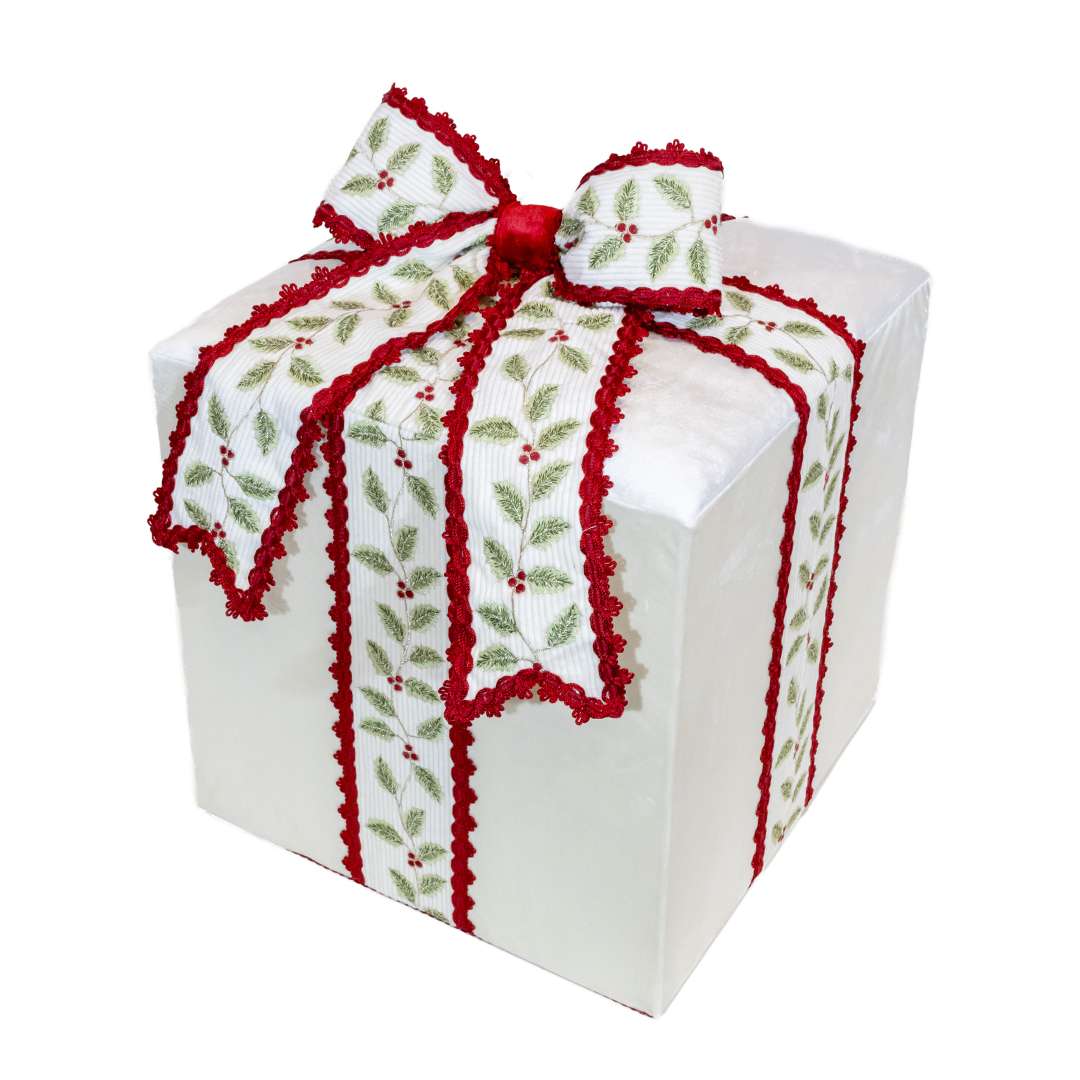 " Grande boîte cadeau Père Noël crème " H51 x 42 x 42 cm