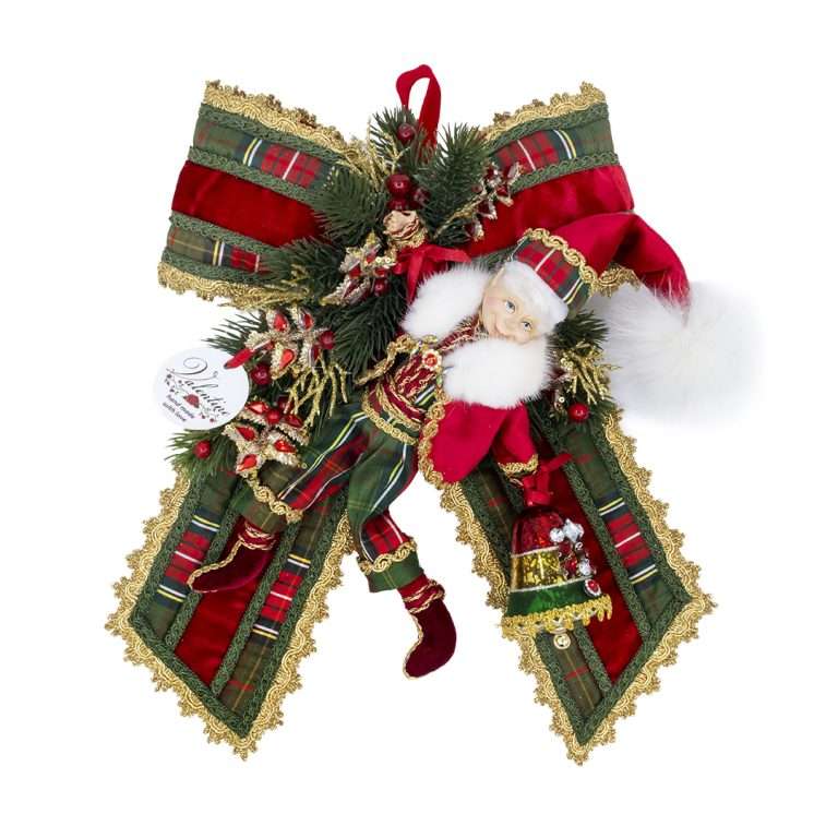 "Decorazione Fiocco Elfo Tartan Rosso" 37x29 CM
