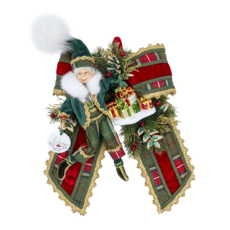 "Decorazione Fiocco Elfo Tartan Verde" H37x29 CM