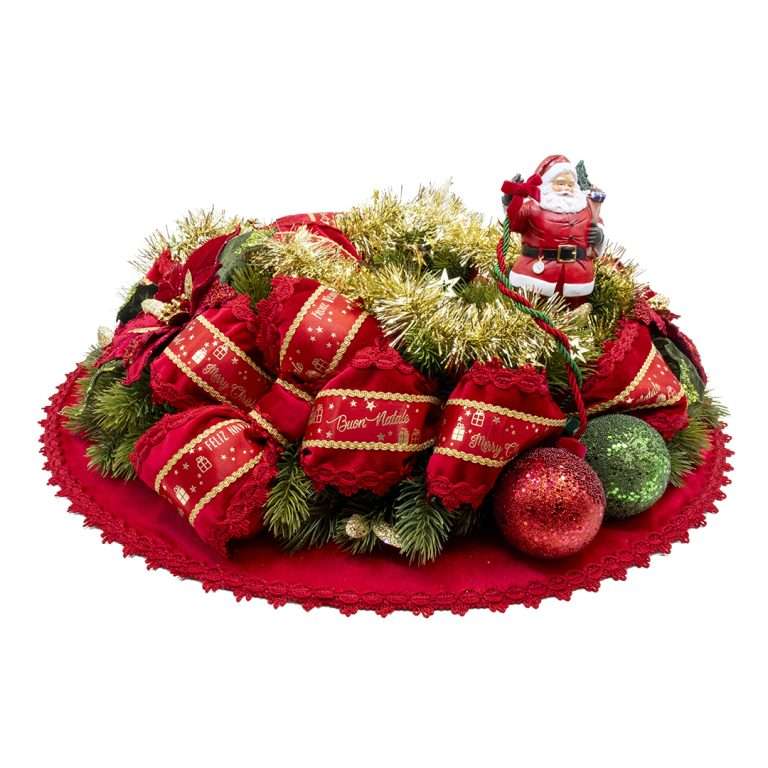 Centrotavola “Buon Natale” con Babbo Natale che Gioca D60 CM