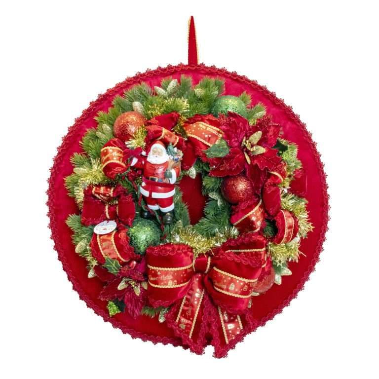 Ghirlanda-Quadro “Buon Natale” con Babbo Natale che Gioca D60 CM