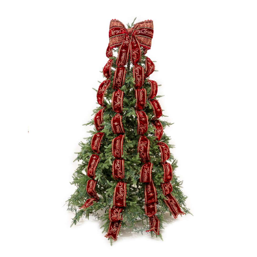 Puntale Fiocco in Velluto “Merry Christmas” con 2 code da 9 metri L. 55 cm - Image 5