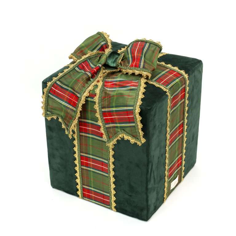 "Coffret cadeau tartan vert moyen H40 x 33 x 33 cm
