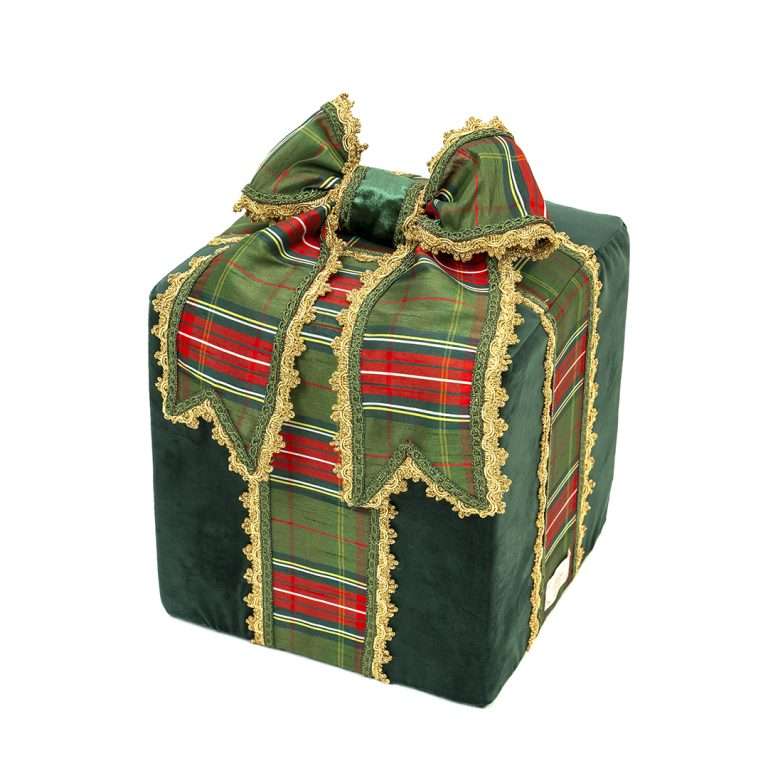 " Petit coffret cadeau à carreaux verts " H30X25X25