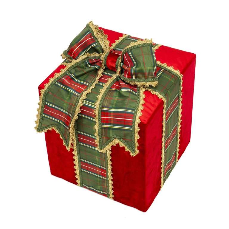"Coffret cadeau tartan rouge moyen H40 x 33 x 33