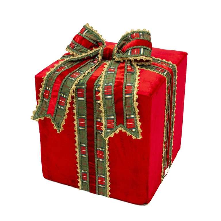 “Pacco Regalo Tartan Rosso Grande” H50X42X42 CM