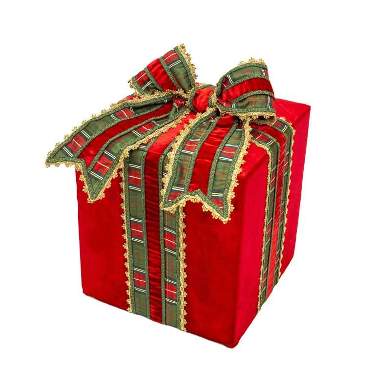“Pacco Regalo Tartan Rosso Medio” H40X33X33