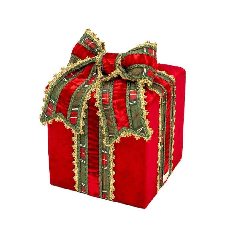 "Pacco Regalo Tartan Rosso Piccolo” H30x25x25 CM