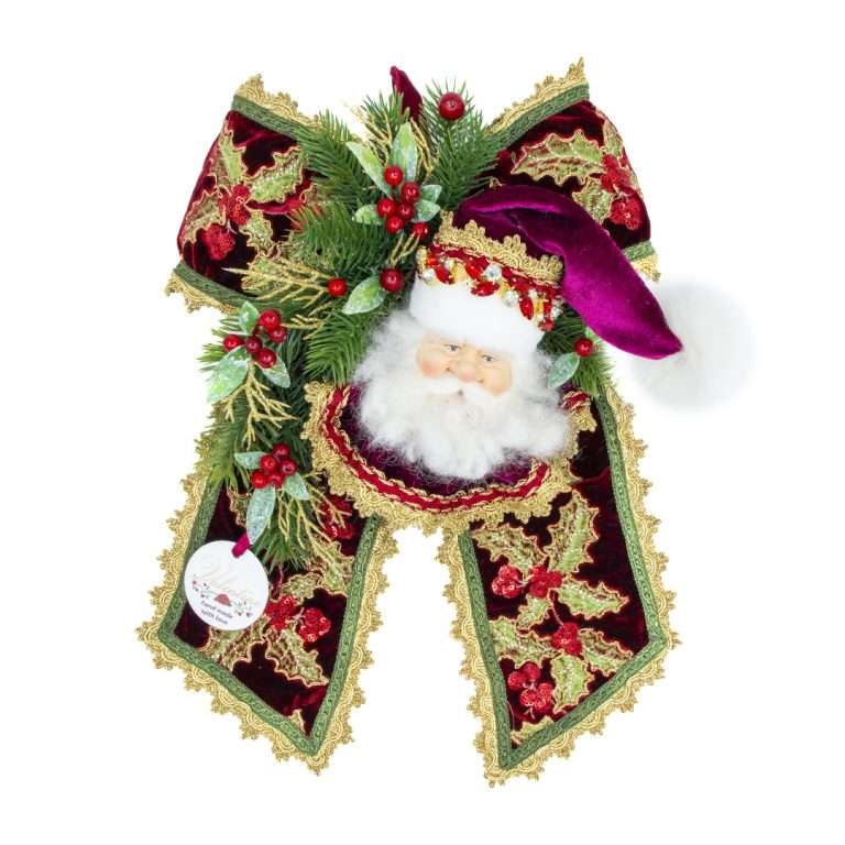 "Decorazione Fiocco Testa Babbo Bordeaux Dolly" H36X32 CM