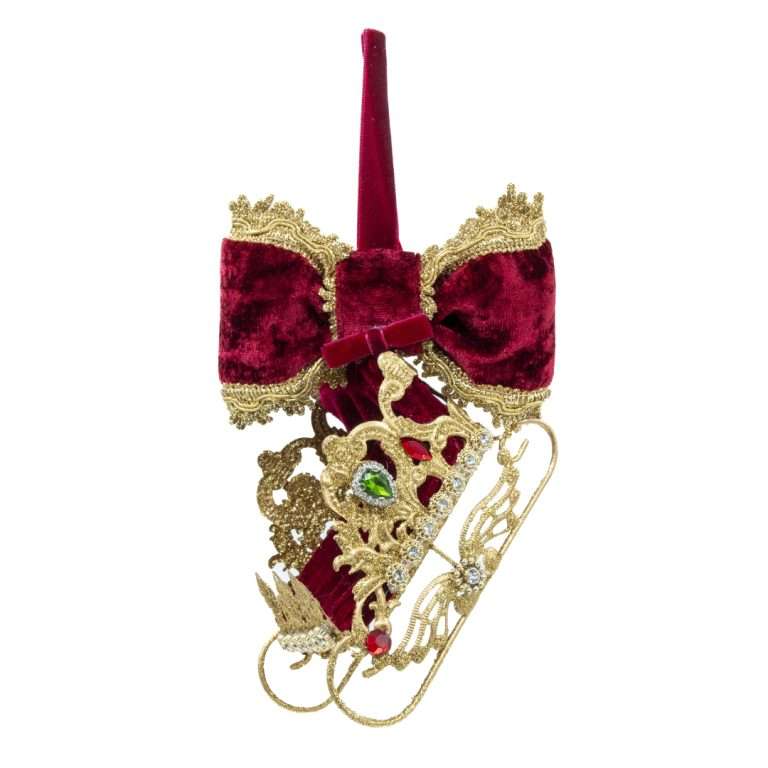 "Decorazione Albero Slitta Bordeaux-Tema Dolly" H18X14L CM