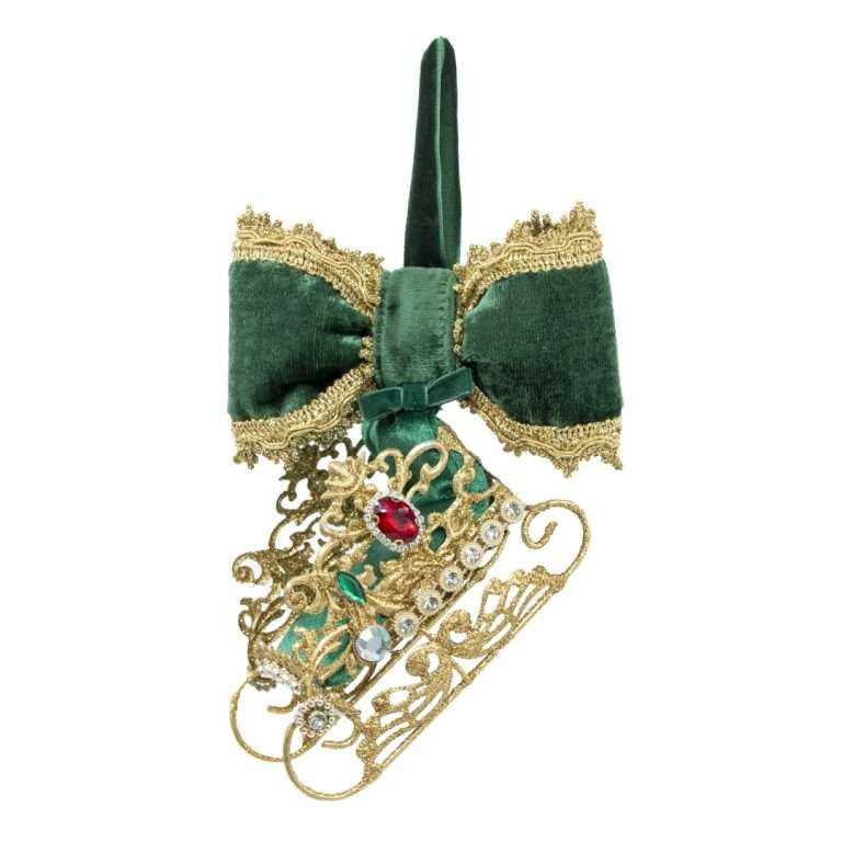 "Decorazione Albero Slitta Verde-Tema Dolly" H18X14L CM