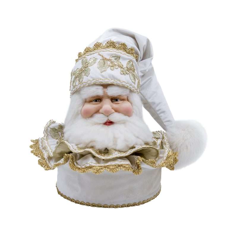 "Tête de Père Noël dorée H32D30 cm