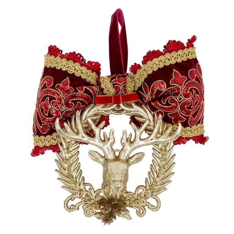 Ghirlanda Testa Cervo-Luxury Forest H25D15 CM