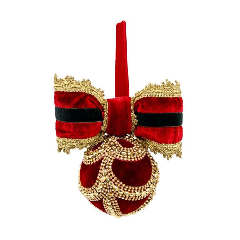 "Sfera Gioiello in Velluto Rosso con Fiocco" H15D10
