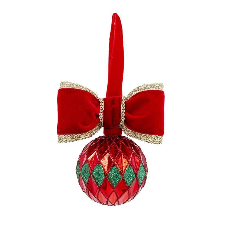 "Sfera Natalizia Rombi Rossa" H15XD8 CM