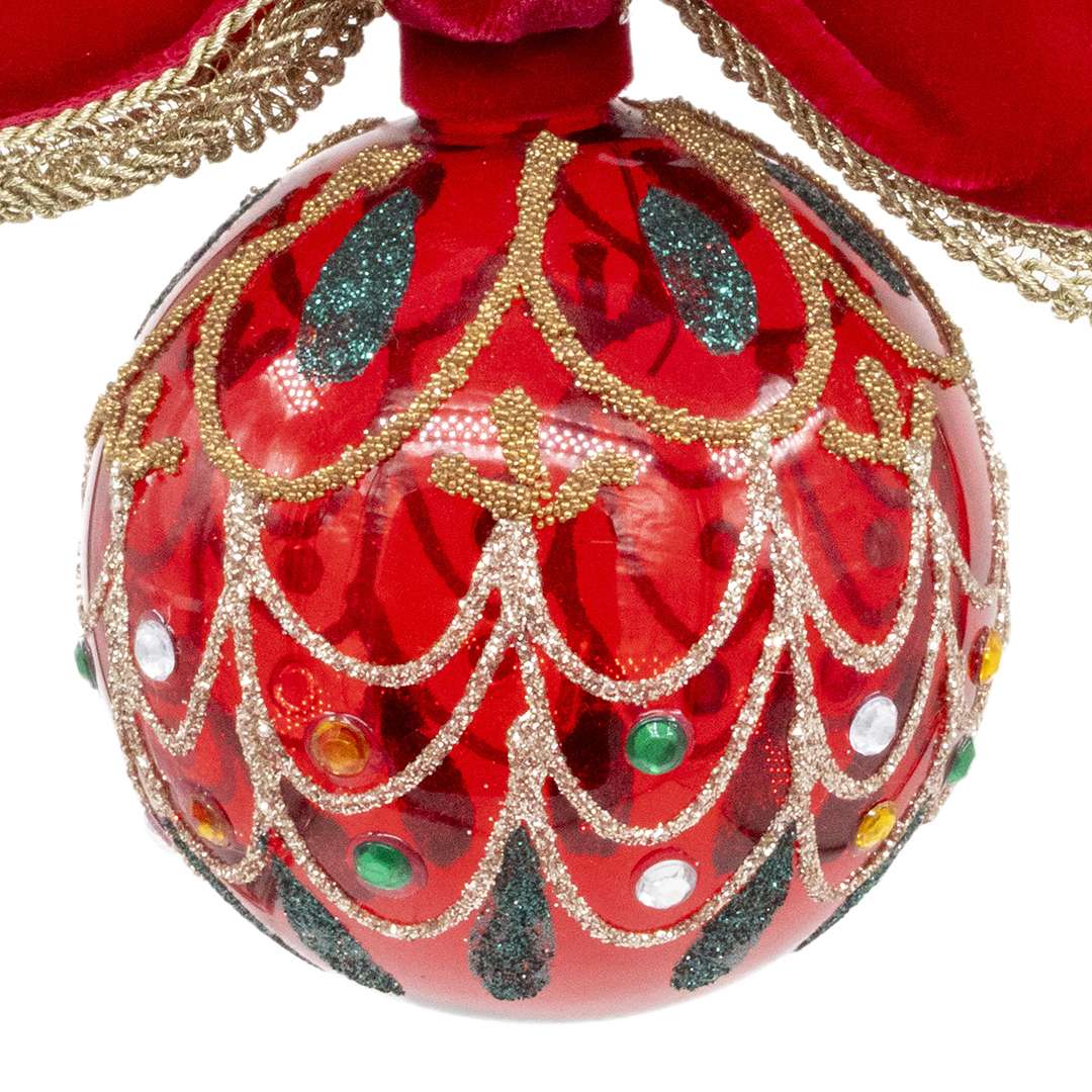 "Sfera Natalizia Gemme Rosso" D8H15 - Image 2