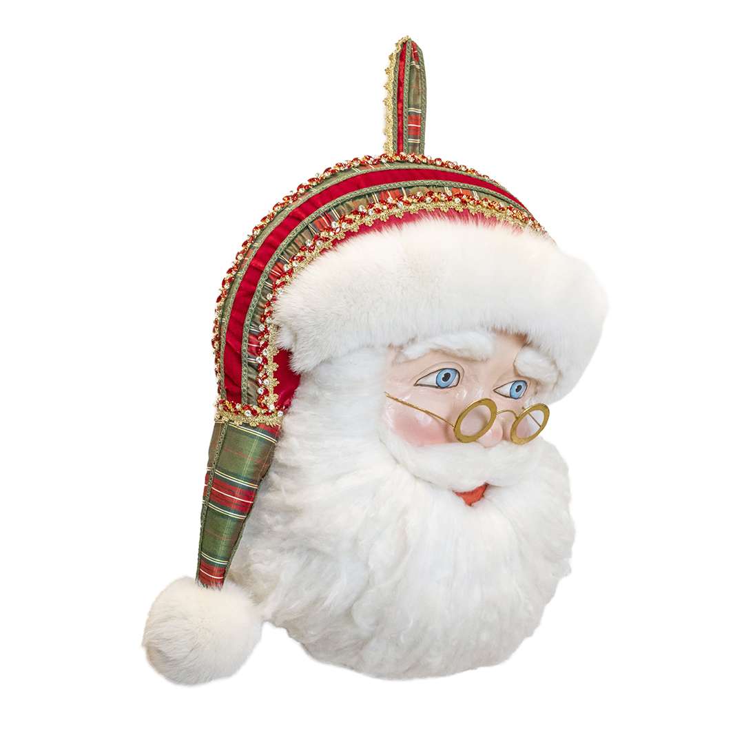 "Testa Babbo Natale da Parete – Tema Tartan" H1MT L62 CM - Image 2