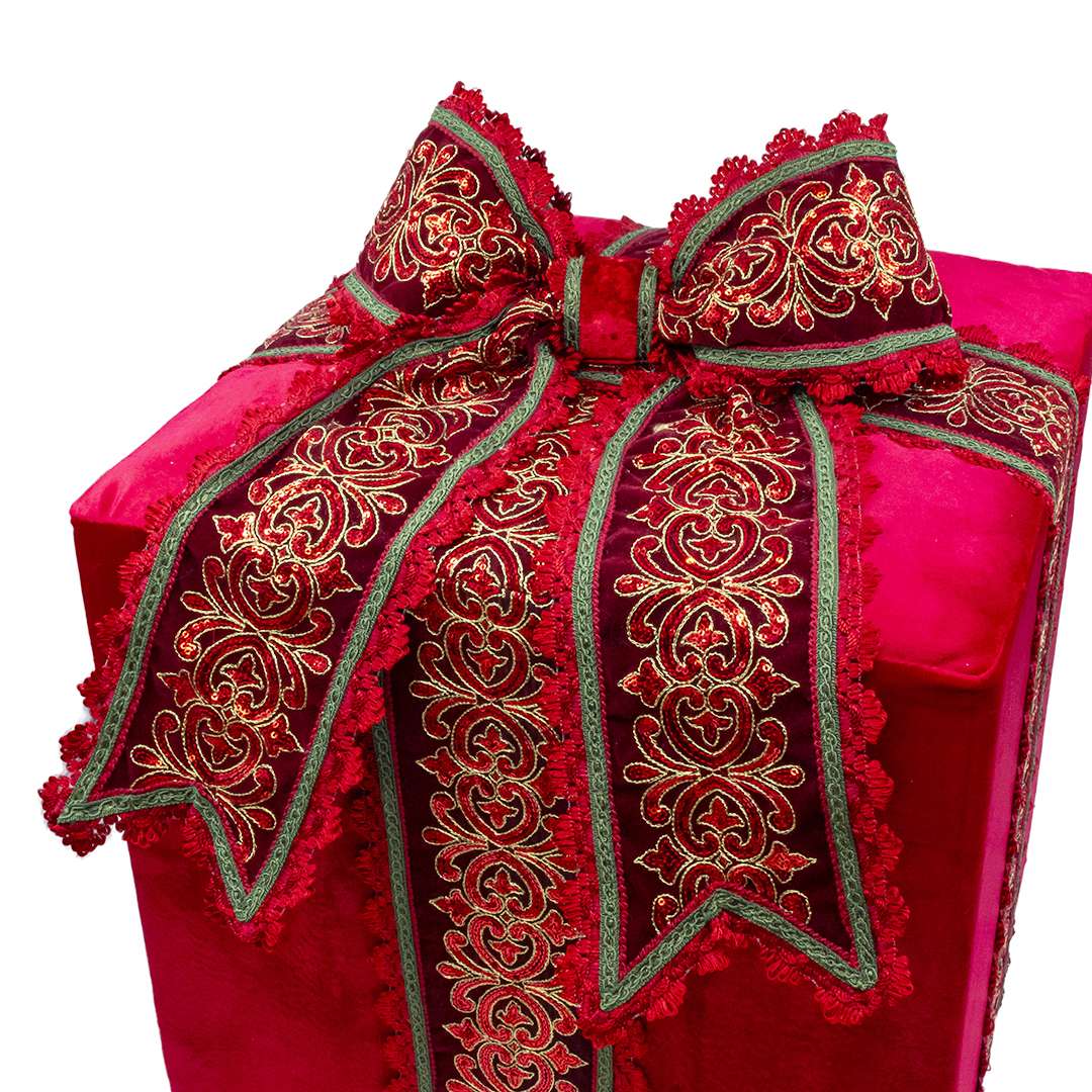 "Pacco Regalo Rosso Giglio Paillettes Grande"H50X42X42 CM - Image 2