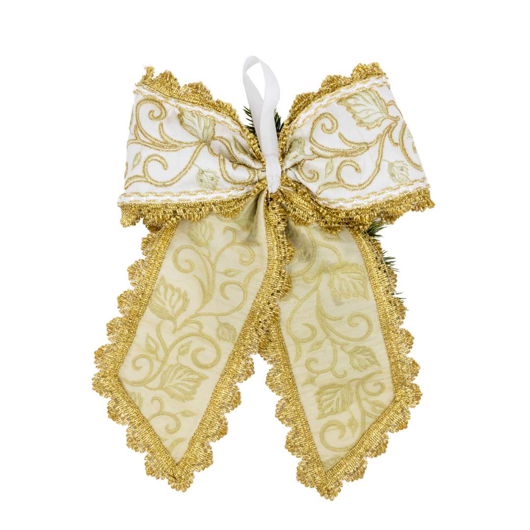“Decorazione Fiocco Decori Foglie Oro Peace con Presepe” H40X30L CM – Image 4