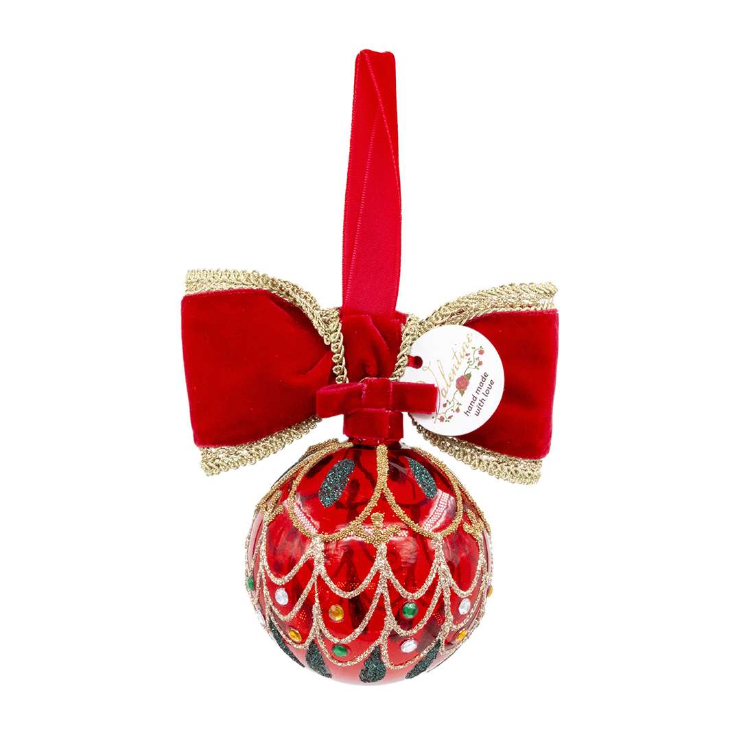 "Sfera Natalizia Gemme Rosso" D8H15 - Image 4