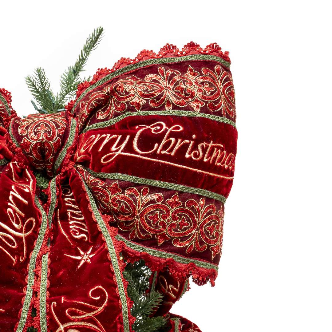 Puntale Fiocco in Velluto “Merry Christmas” con 2 code da 9 metri L. 55 cm - Image 3