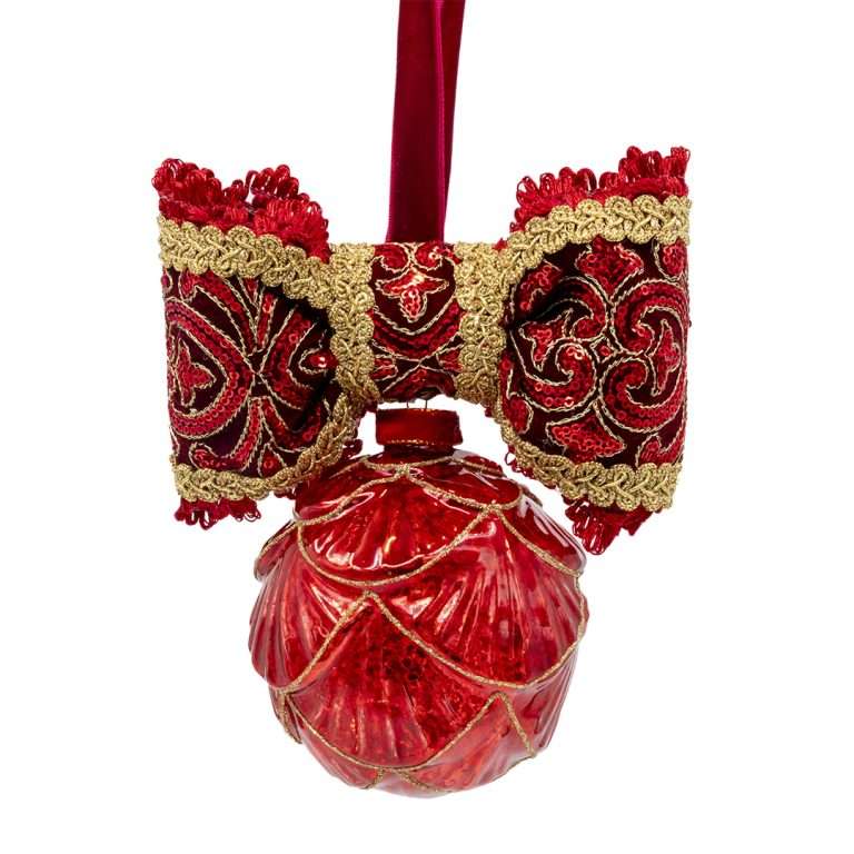Palla Pigna Rossa e Oro-Luxury Forest D8X15H CM