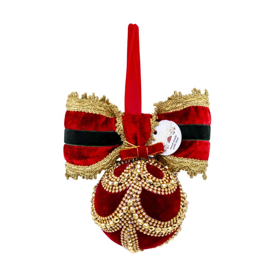 "Sfera Gioiello in Velluto Rosso con Fiocco" H15D10 - immagine 4