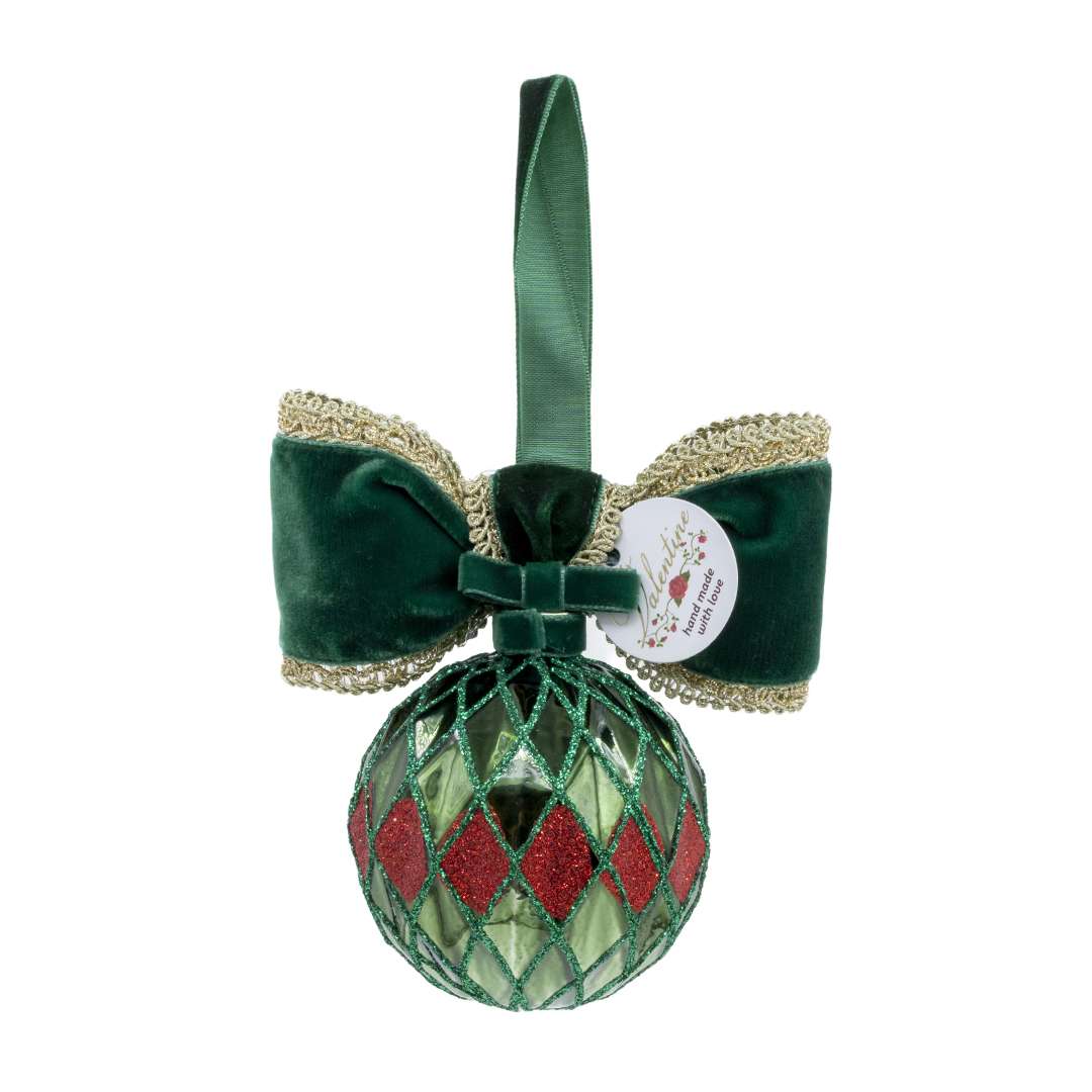 "Sfera Natalizia Rombi Verde" H15XD8 CM - immagine 4