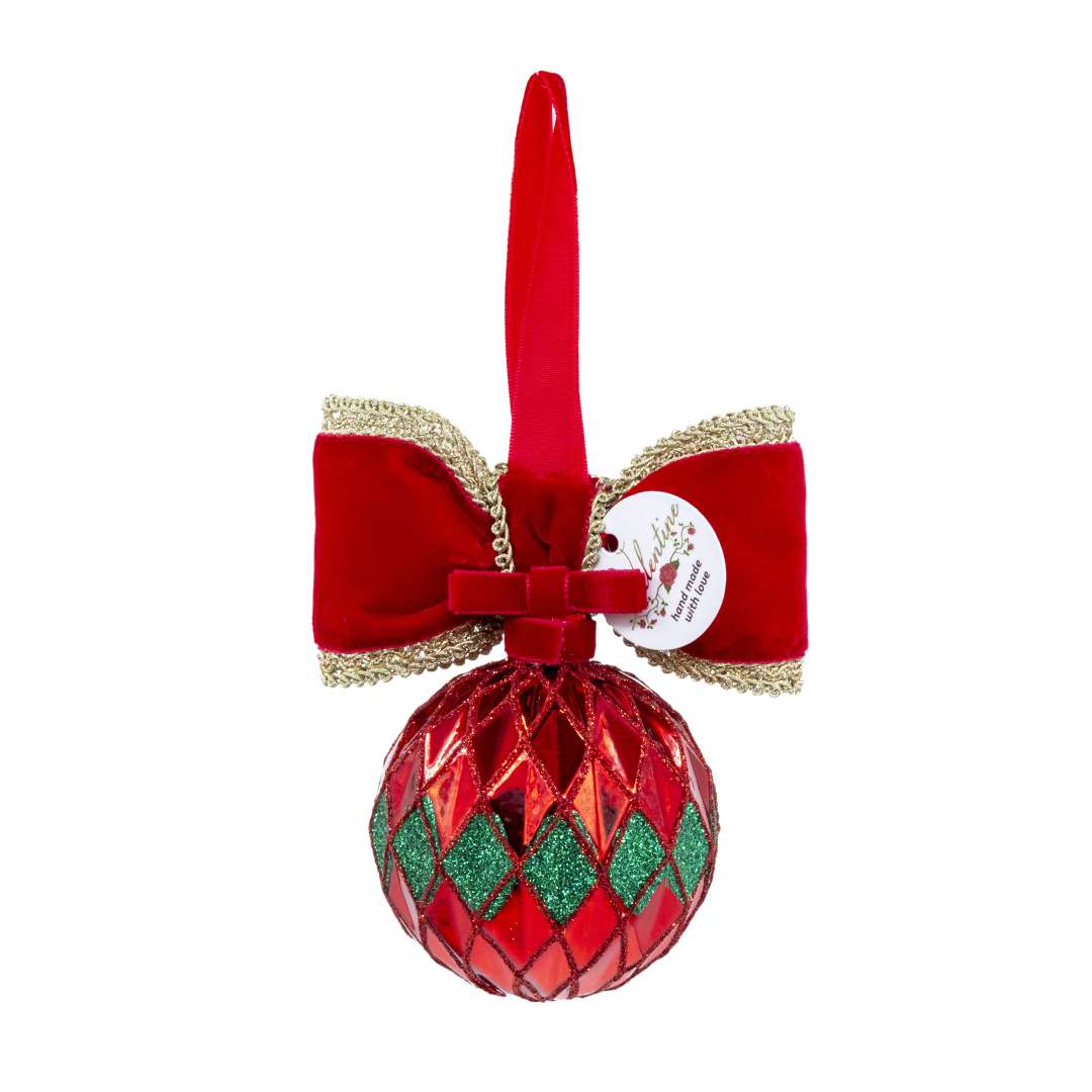"Sfera Natalizia Rombi Rossa" H15XD8 CM - immagine 4