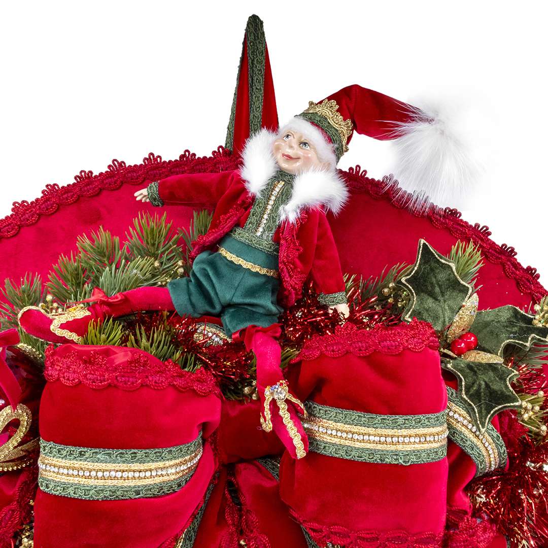 Ghirlanda-Quadro “Merry Christmas” con Elfo Rosso D60 CM - immagine 5