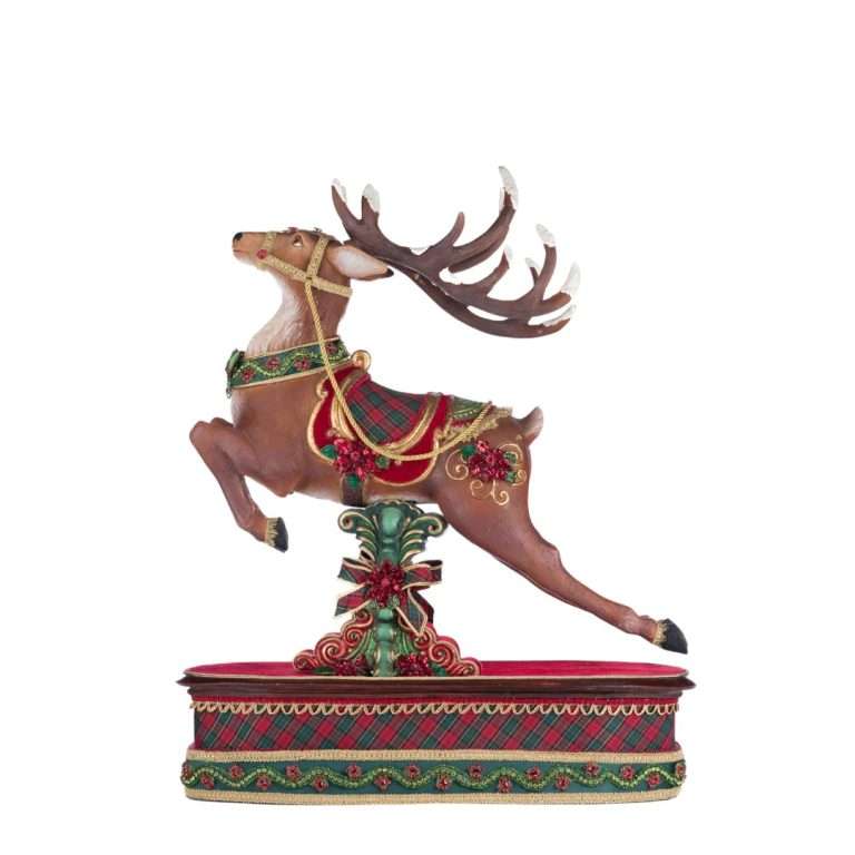 " Renne sur fond tartan – Collection Katherine " H62L50P22 cm