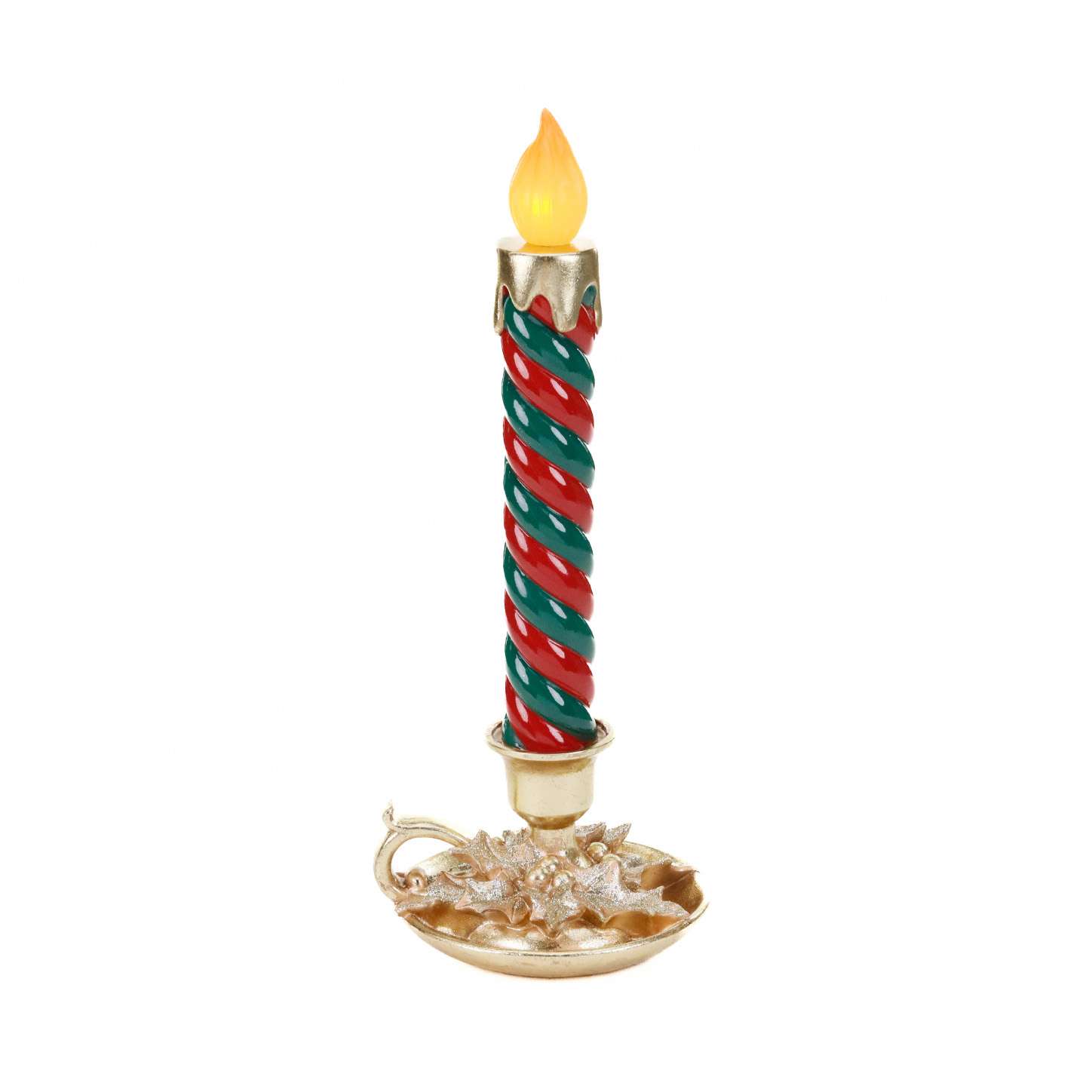 “Red and Green Candle with LED and Gold Stand - Goodwill” H 45 CM