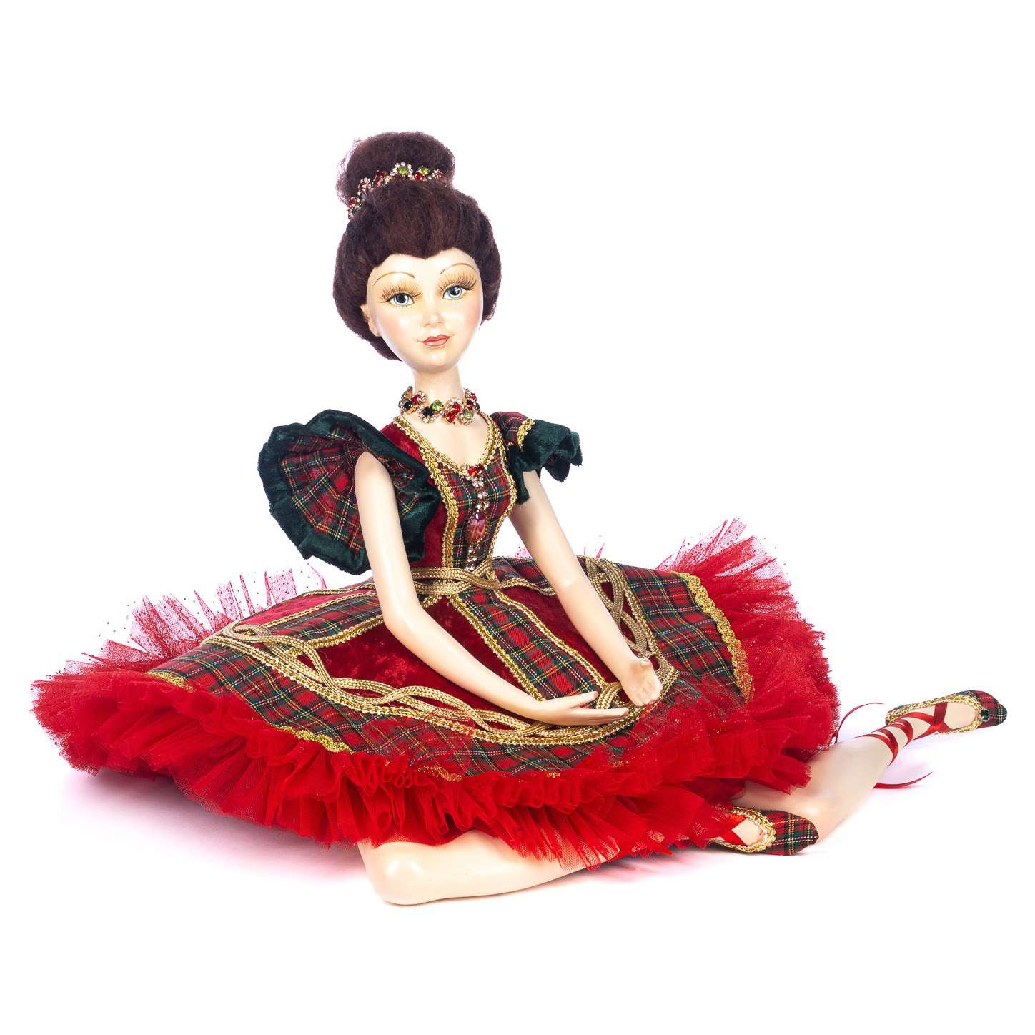 "Ballerina Schiaccianoci Natalizia Seduta Tartan Goodwill" 54 CM