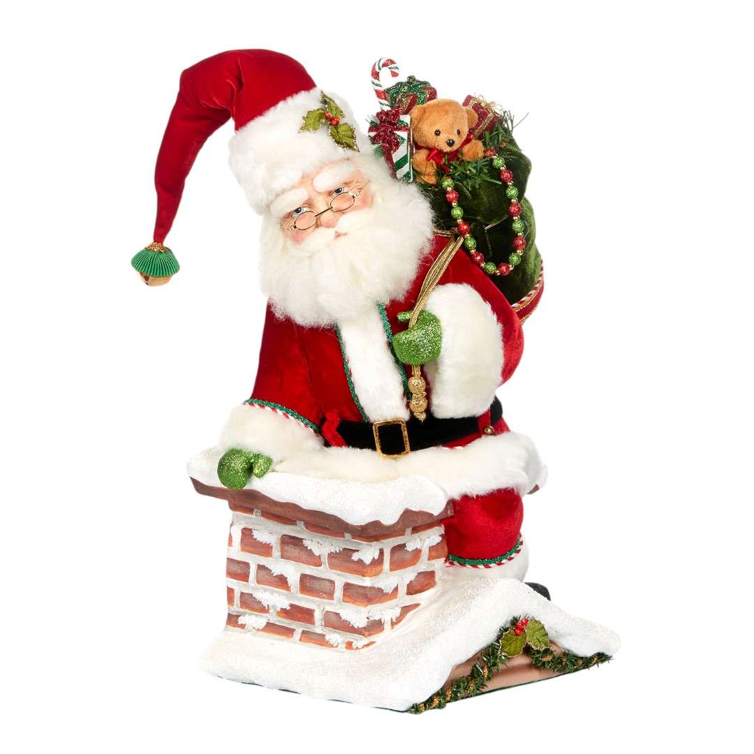 " Le Père Noël sortant de la cheminée – Collection de Katherine " H56 x 27 cm