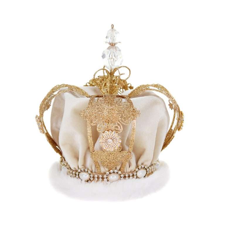 "Couronne royale avec diadèmes blancs et or - Goodwill H 20 cm