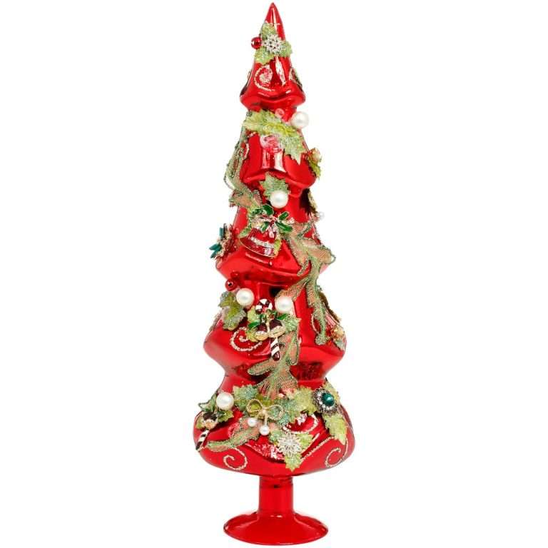 "Albero Festoni In Vetro Rosso" H43 CM