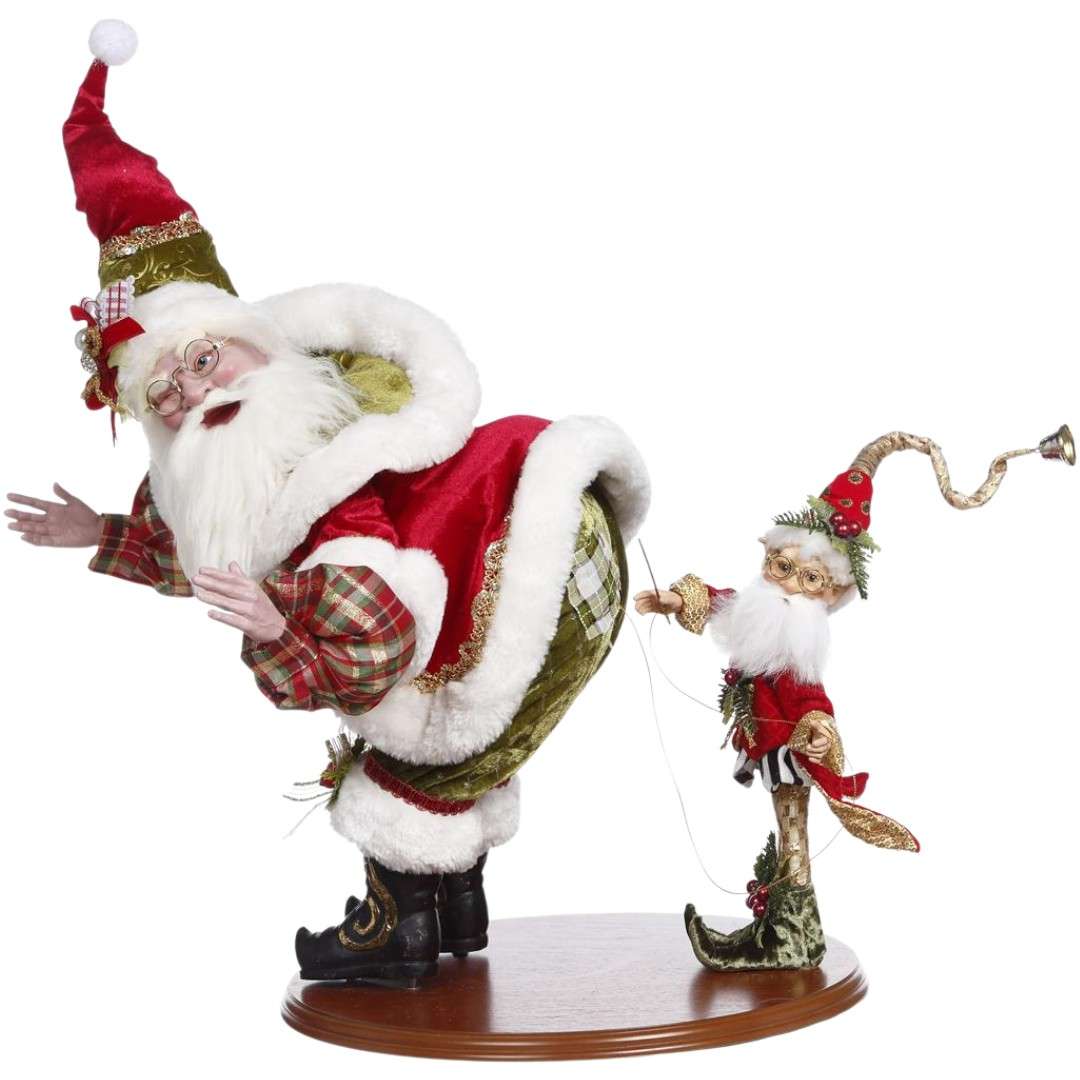" Père Noël en colère avec elfe " Collection Mark Roberts H53D35 cm