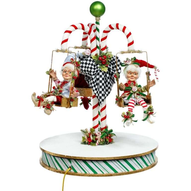 " Carrousel à bonbons avec lutins animés " H62 cm
