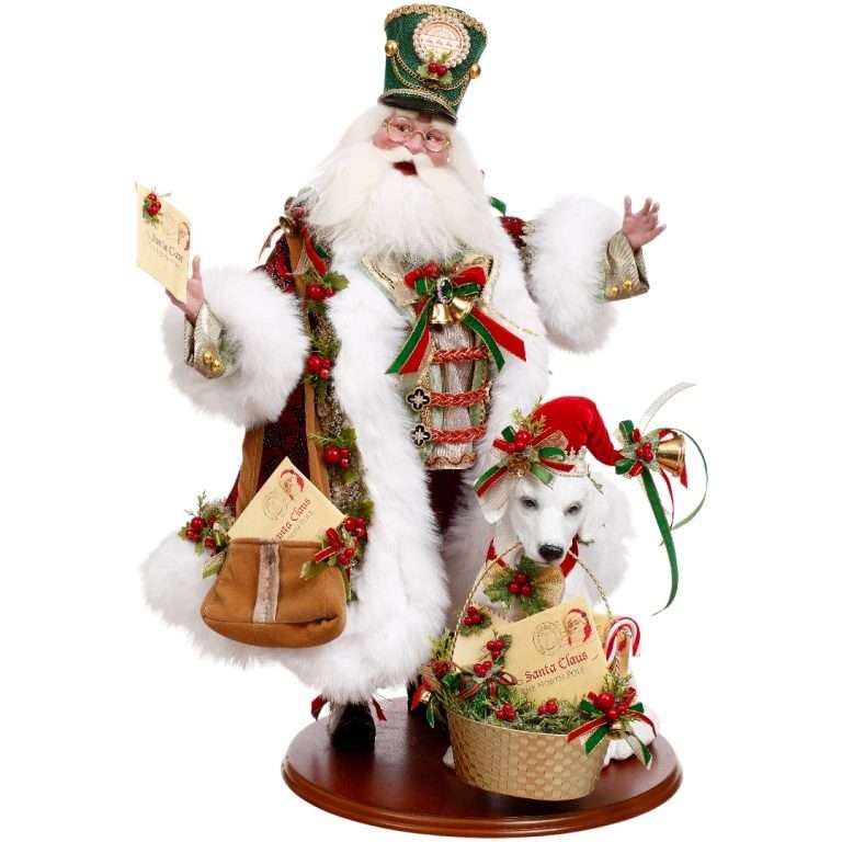 "Bambola Babbo Natale con scena di chiamata postale e cane" H66 CM