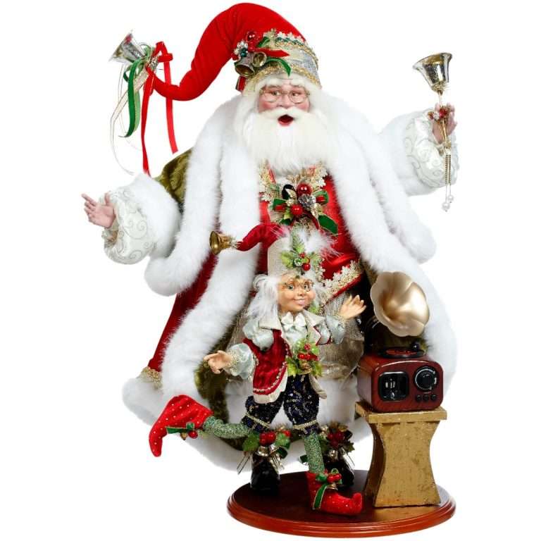 "Bambola di Babbo Natale ed Elfo che suonano dischi" H59 CM