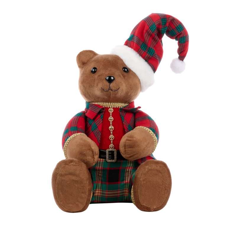 "Orsetto Seduto di Natale Tartan-Goodwill" H37CM