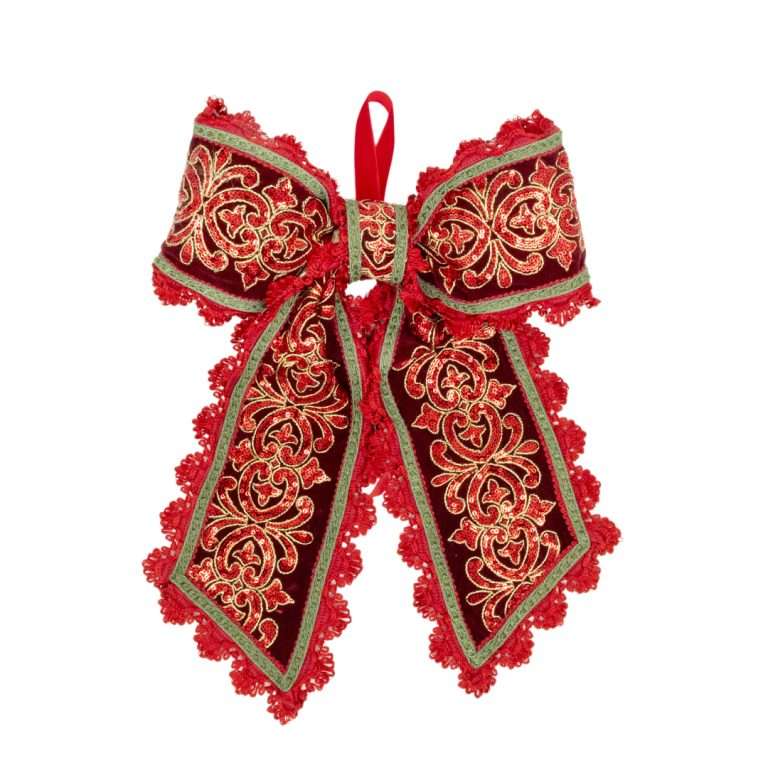"Nœud décoratif pour sapin avec nœud à paillettes H35 x 30 cm