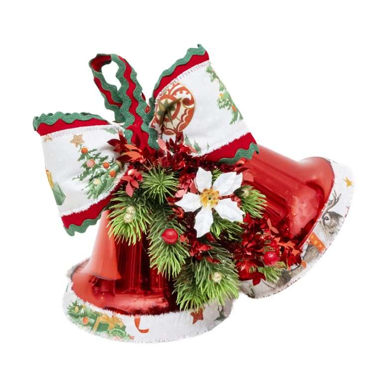 "Paire de petites cloches rouges H30L32 cm