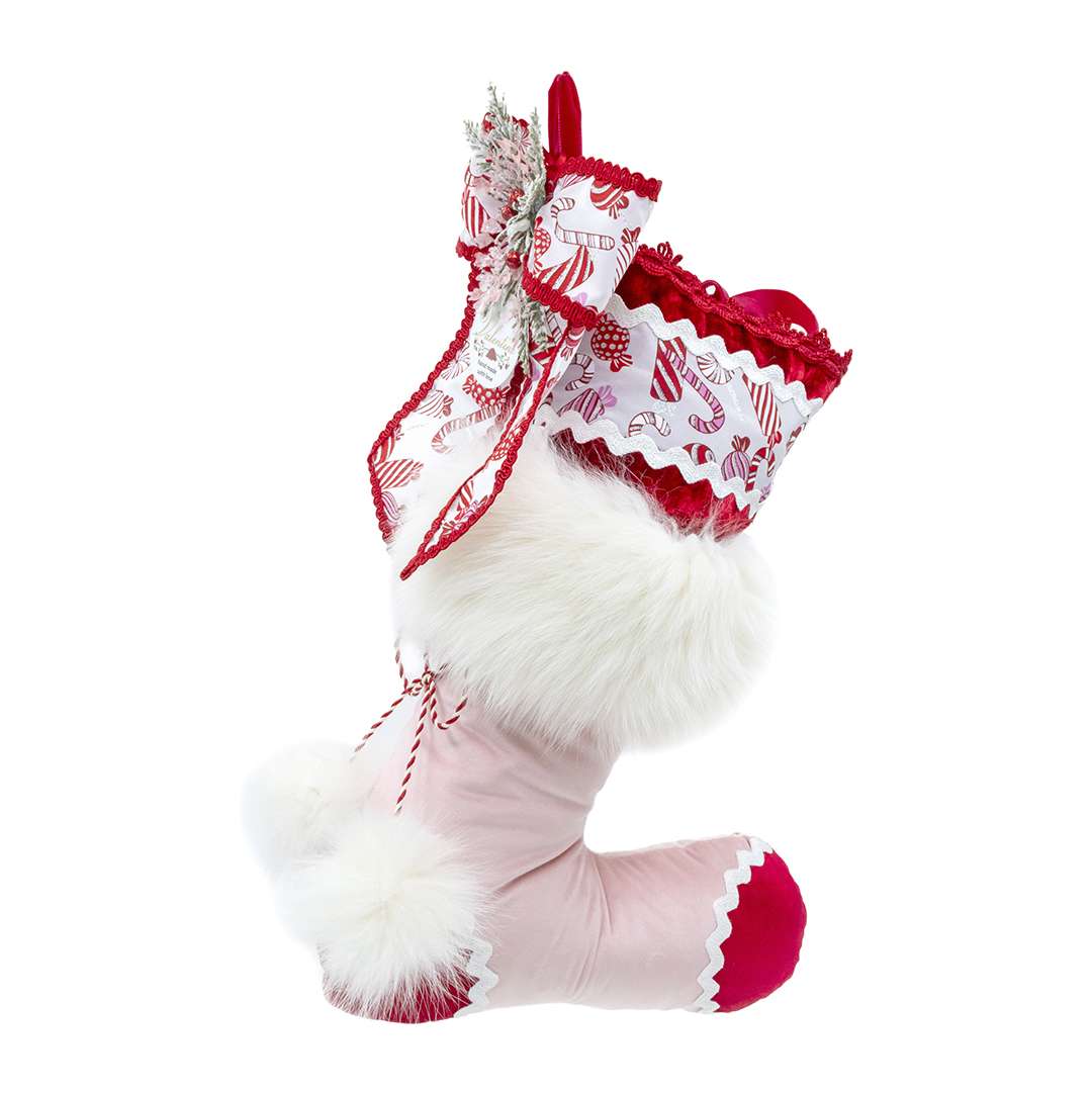 " Bas de Noël rose bonbon " H40X30