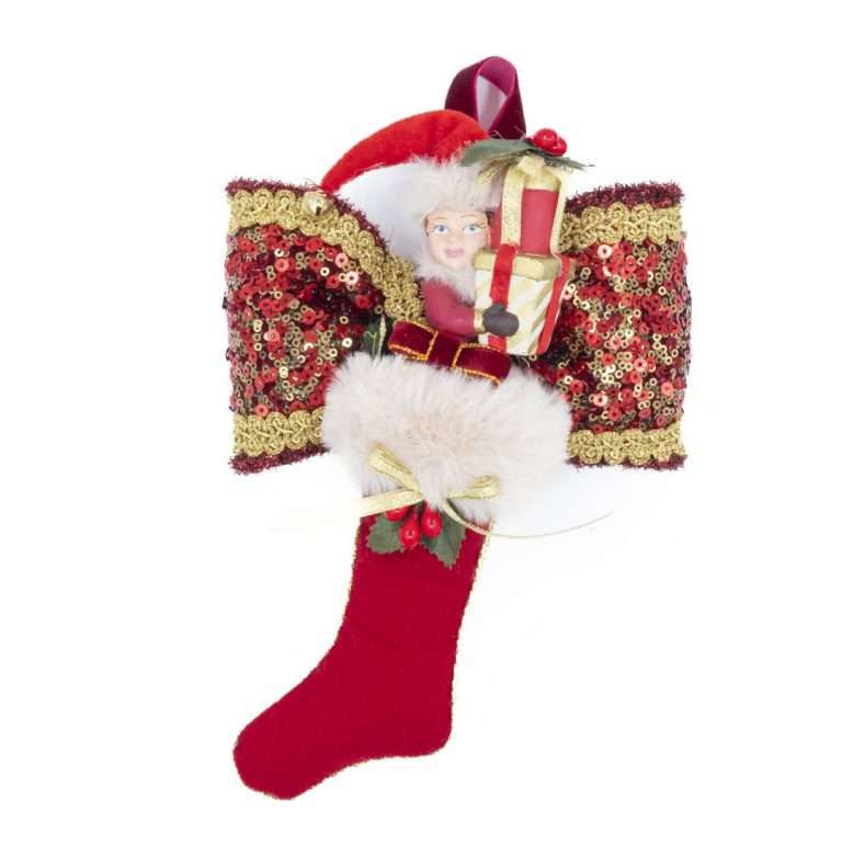 "Elf Popping Out of a Stocking with Gifts" H25X16