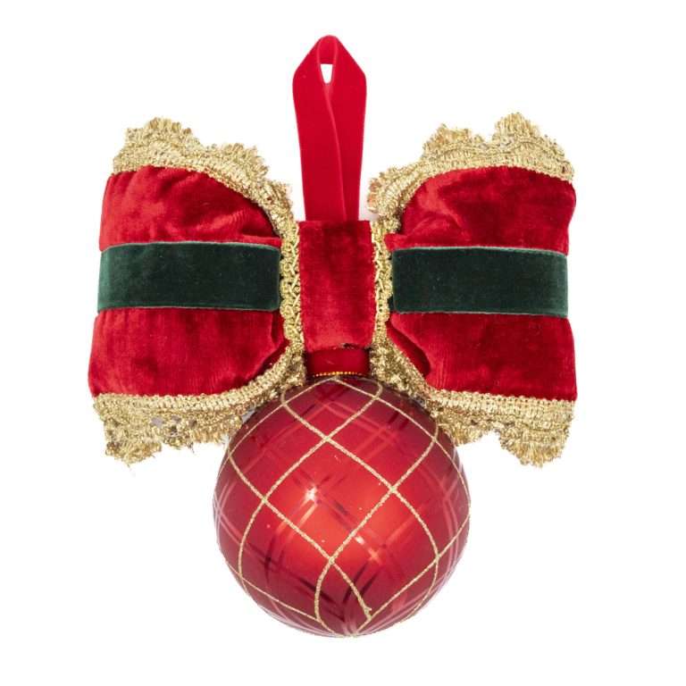 "Sfera in Vetro Rossa e Decori Oro" H27X20