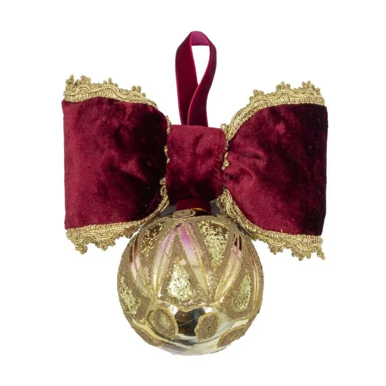 "Sfera Tonda Dolly Luxury Bordeaux c/Decori Oro" H25X20