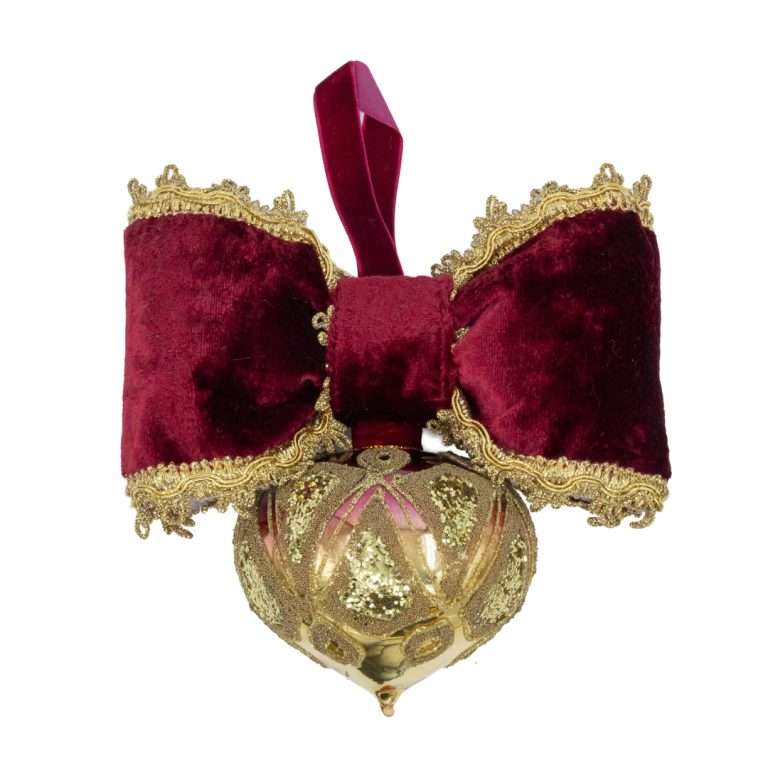 "Sfera Cipolla Dolly Luxury Bordeaux c/Decori Oro" H21X20